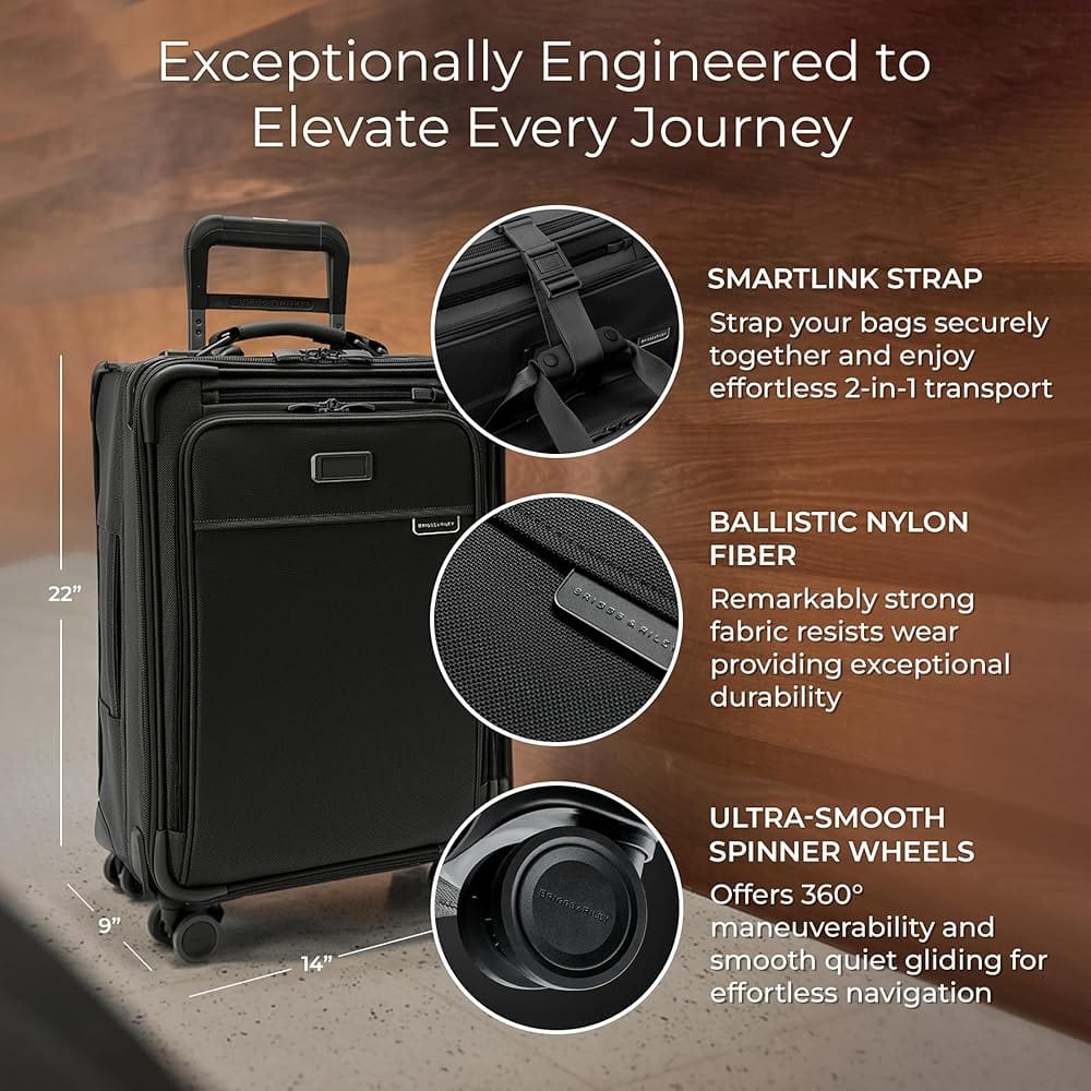 Briggs and Riley Essential 22 inch carry on expandable spinner luggage in black