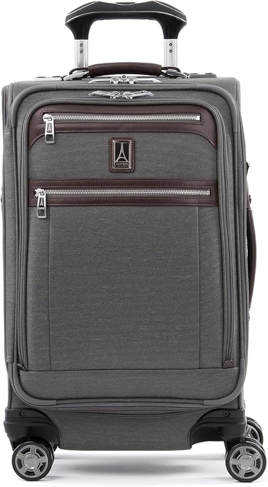 Travelpro Platinum Elite softside carry-on 8-wheel spinner suitcase used by airline crews for durability