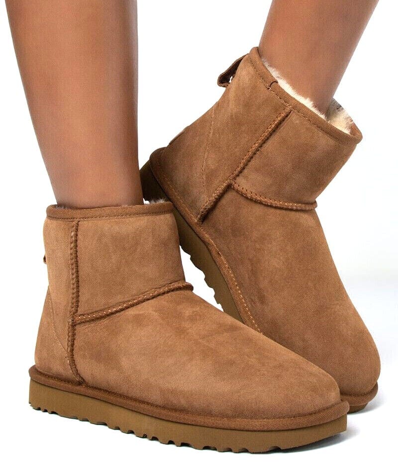 UGG Classic Mini II chestnut sheepskin boot showing signature Twinface material and Treadlite EVA sole