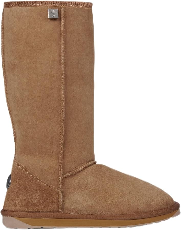 Emu Australia Platinum Stinger Slim Hi sheepskin boot in chestnut showing durable construction