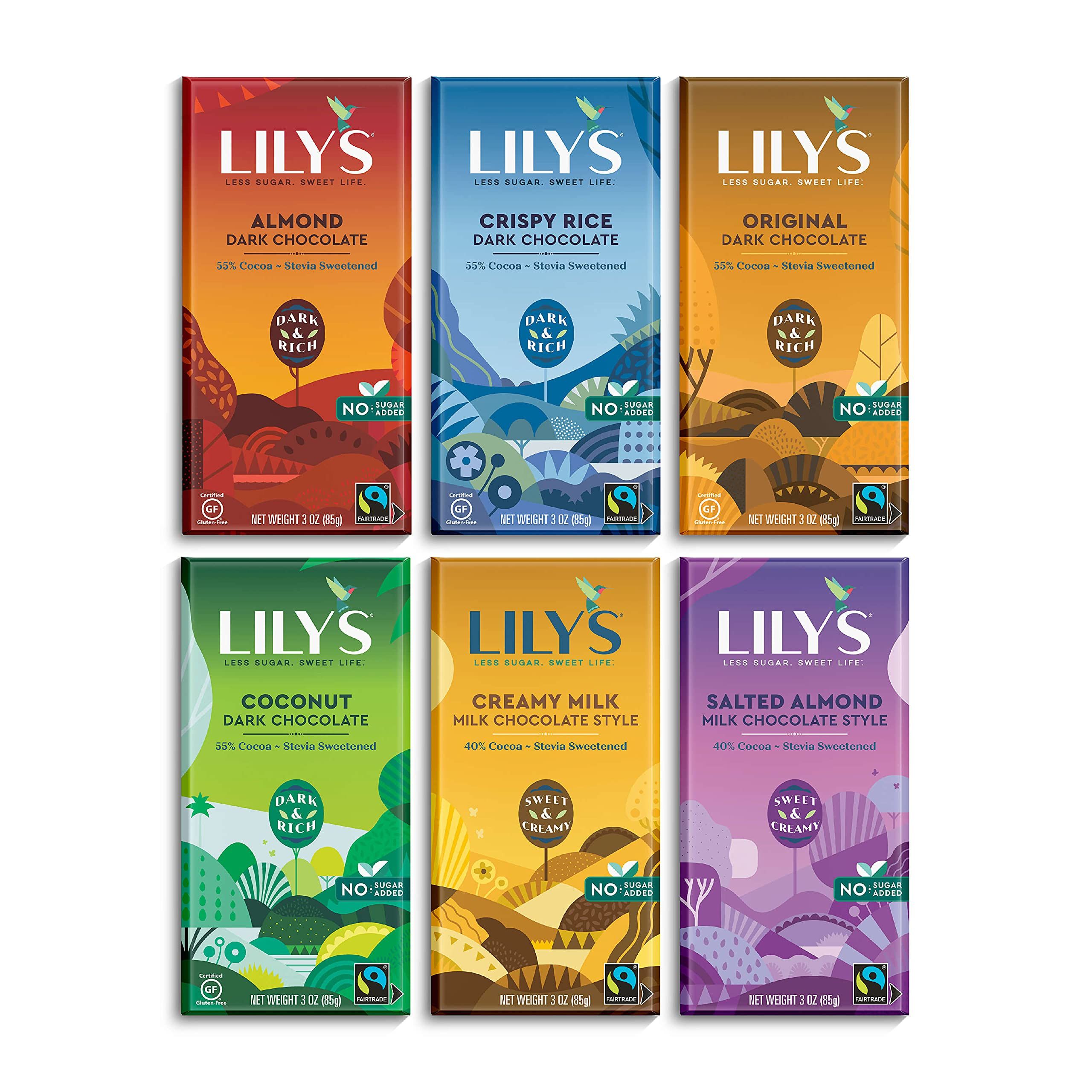 Lily's Chocolate Variety Pack stevia sweetened no added sugar low carb keto friendly bars
