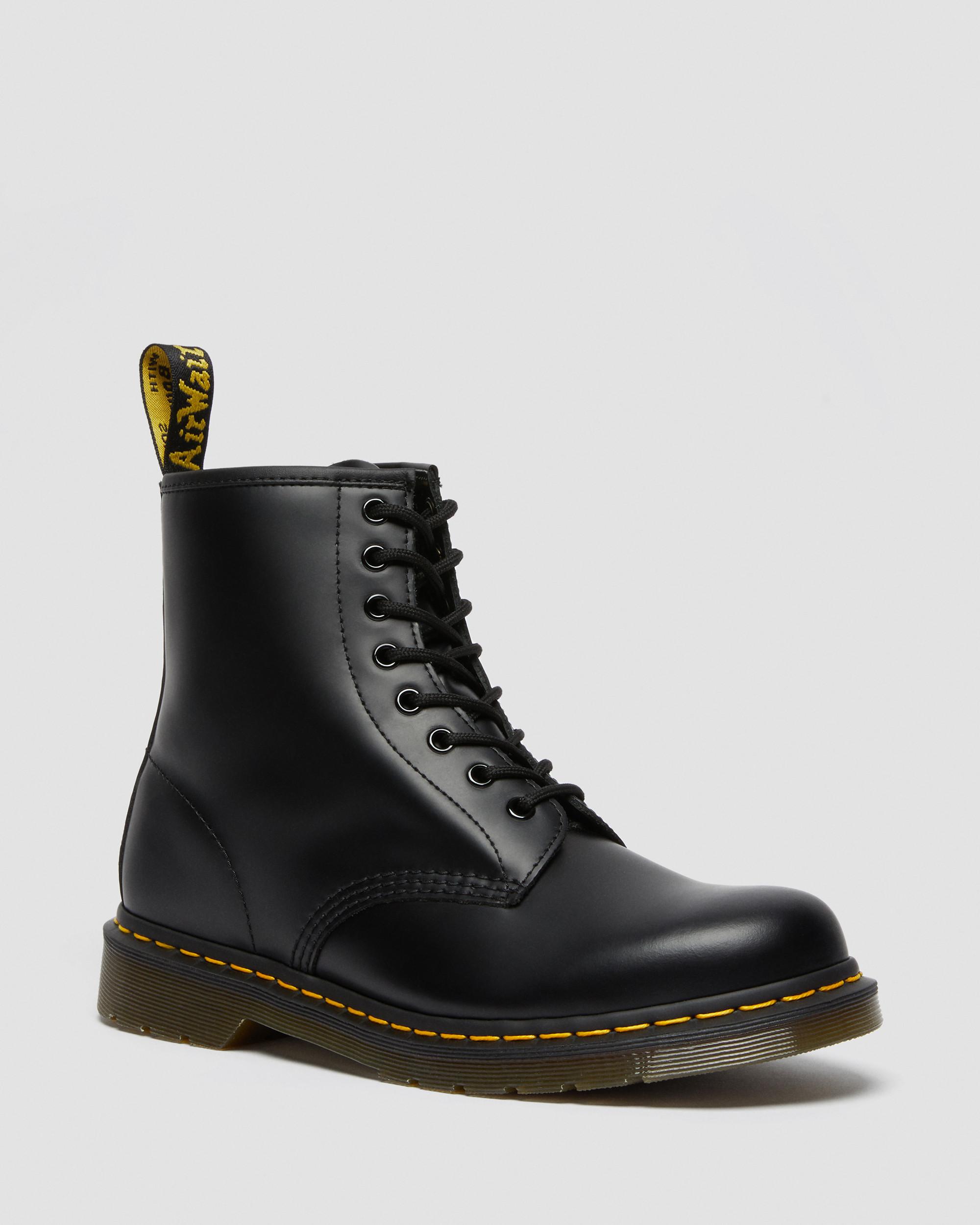 Dr Martens 1460 classic black smooth leather 8-eye lace-up boots with Goodyear welted sole