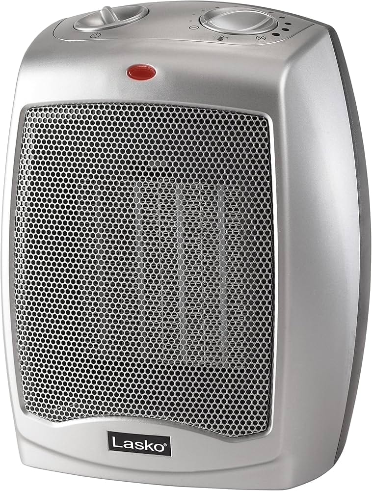 Lasko 754200 ceramic desktop space heater with adjustable thermostat and multiple heat settings