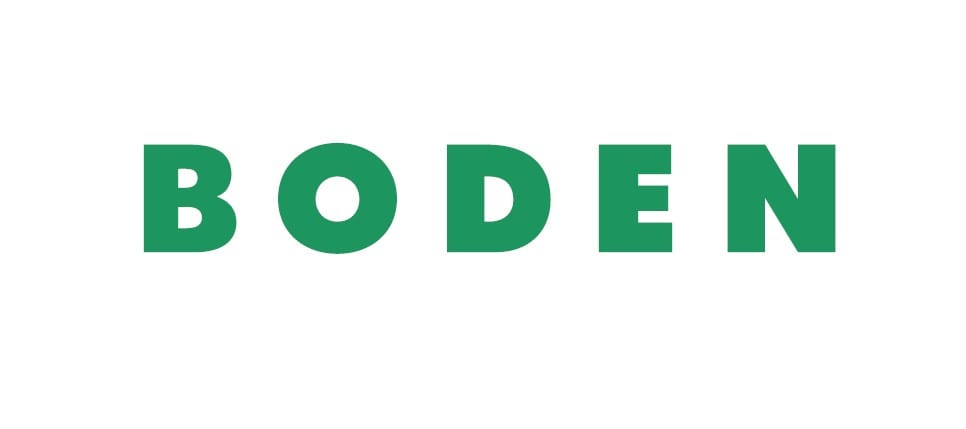 Boden clothing brand logo representing classic British style with vibrant colorful print designs for special occasions