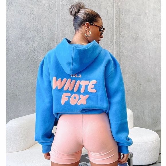 White Fox Boutique signature oversized offstage hoodie in azure blue trending style