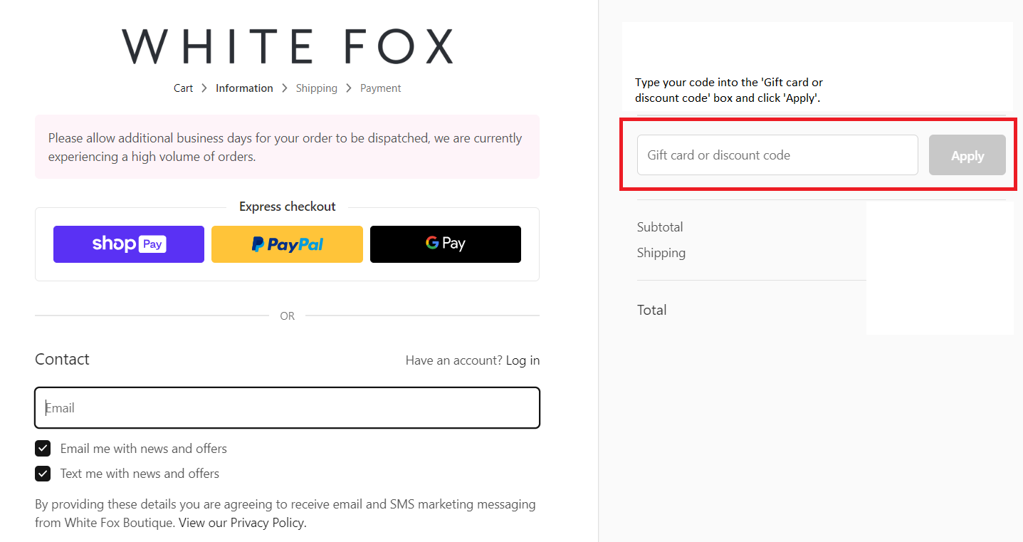 White Fox Boutique coupon code tested July 2026 – Coupons Scout