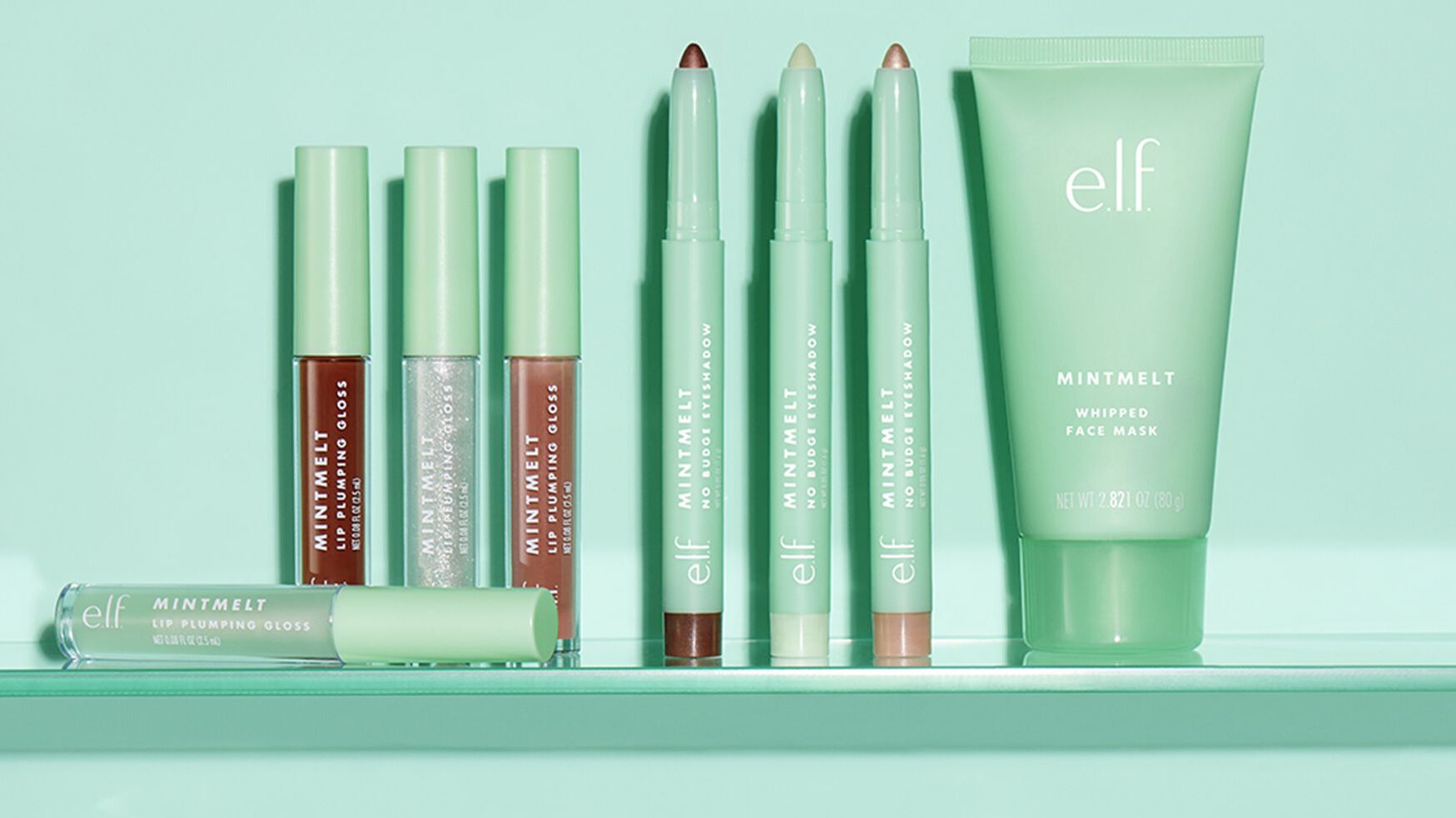 e.l.f. Cosmetics colorful drugstore makeup collection displayed with product lineup and packaging
