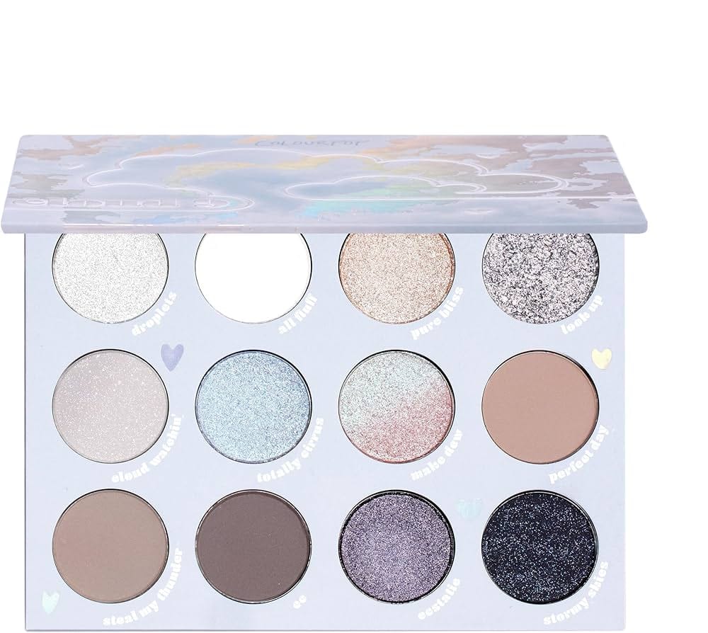 ColourPop pressed powder eyeshadow palette showing pigmented shades and packaging style