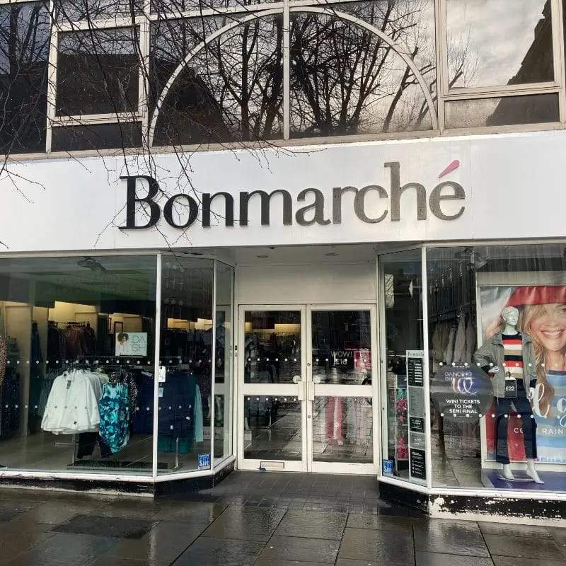 Bonmarche UK high street storefront showcasing classic womens fashion for mature shoppers