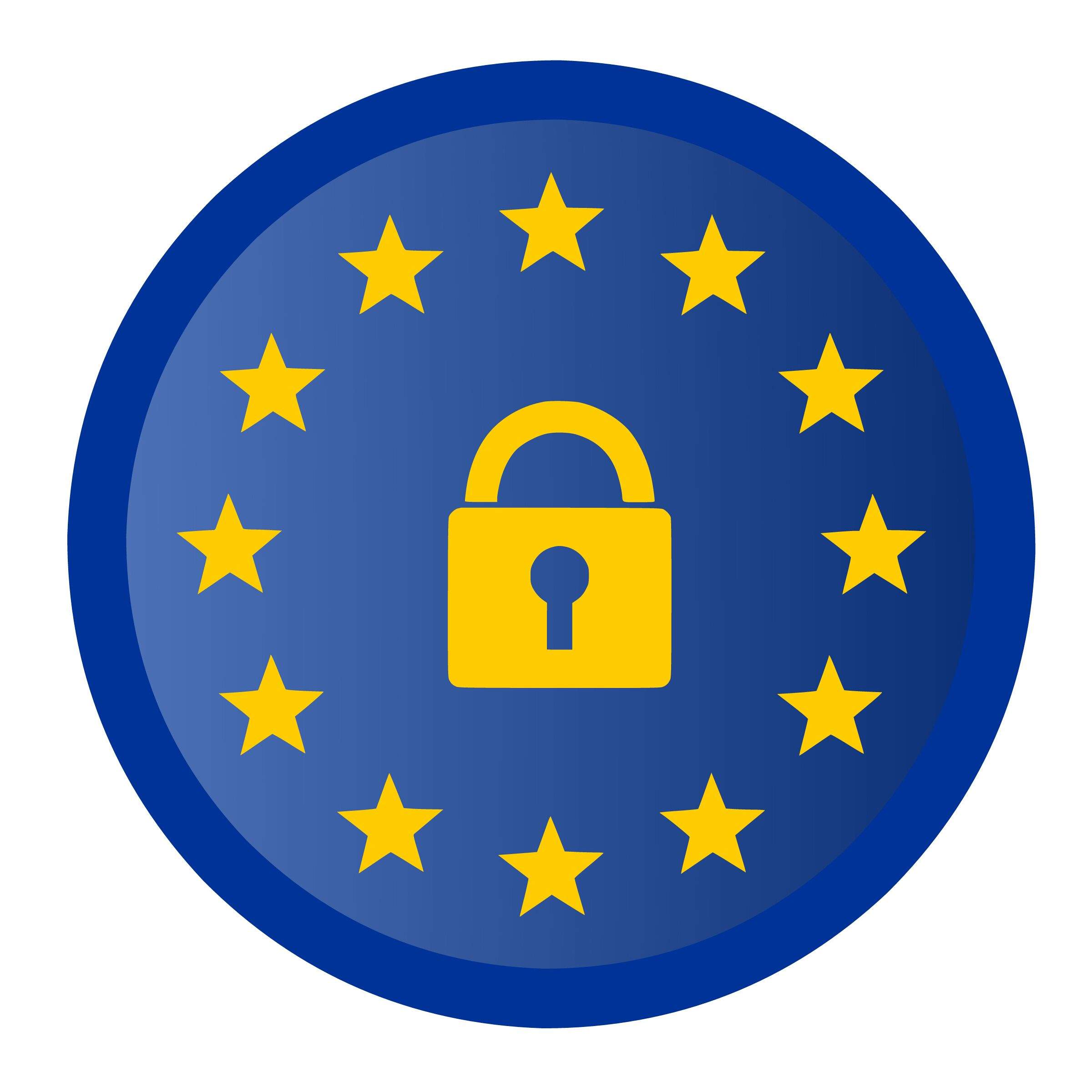 GDPR data privacy protection illustration showing digital security padlock and shield