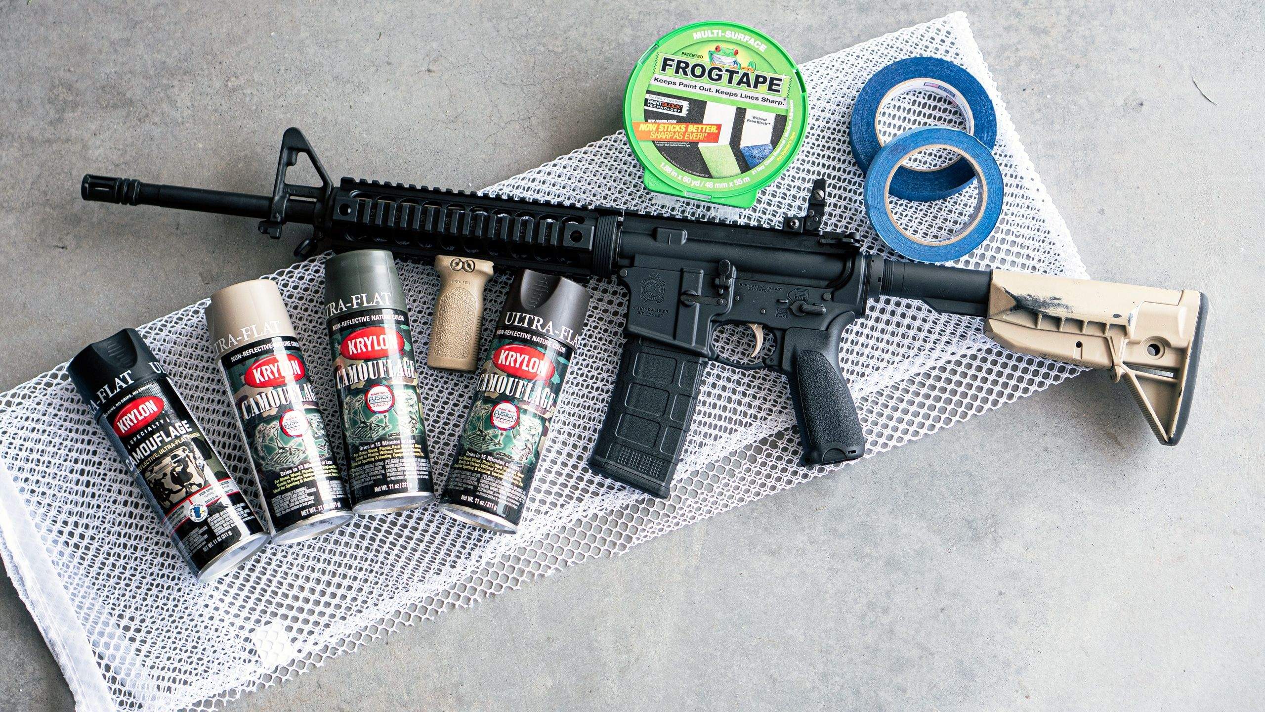 DIY rifle camouflage painting with Krylon spray paint
