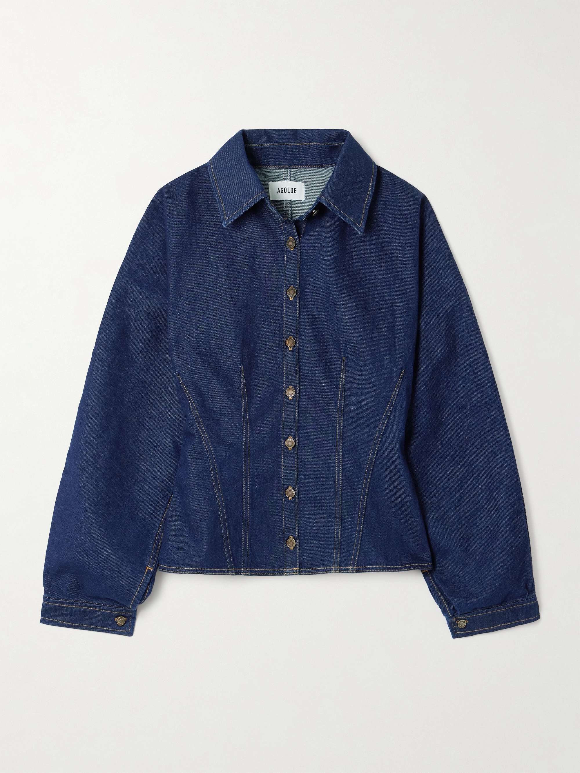 AGOLDE luxury Tencel denim shirt in dark rinse with fashion-forward oversized silhouette