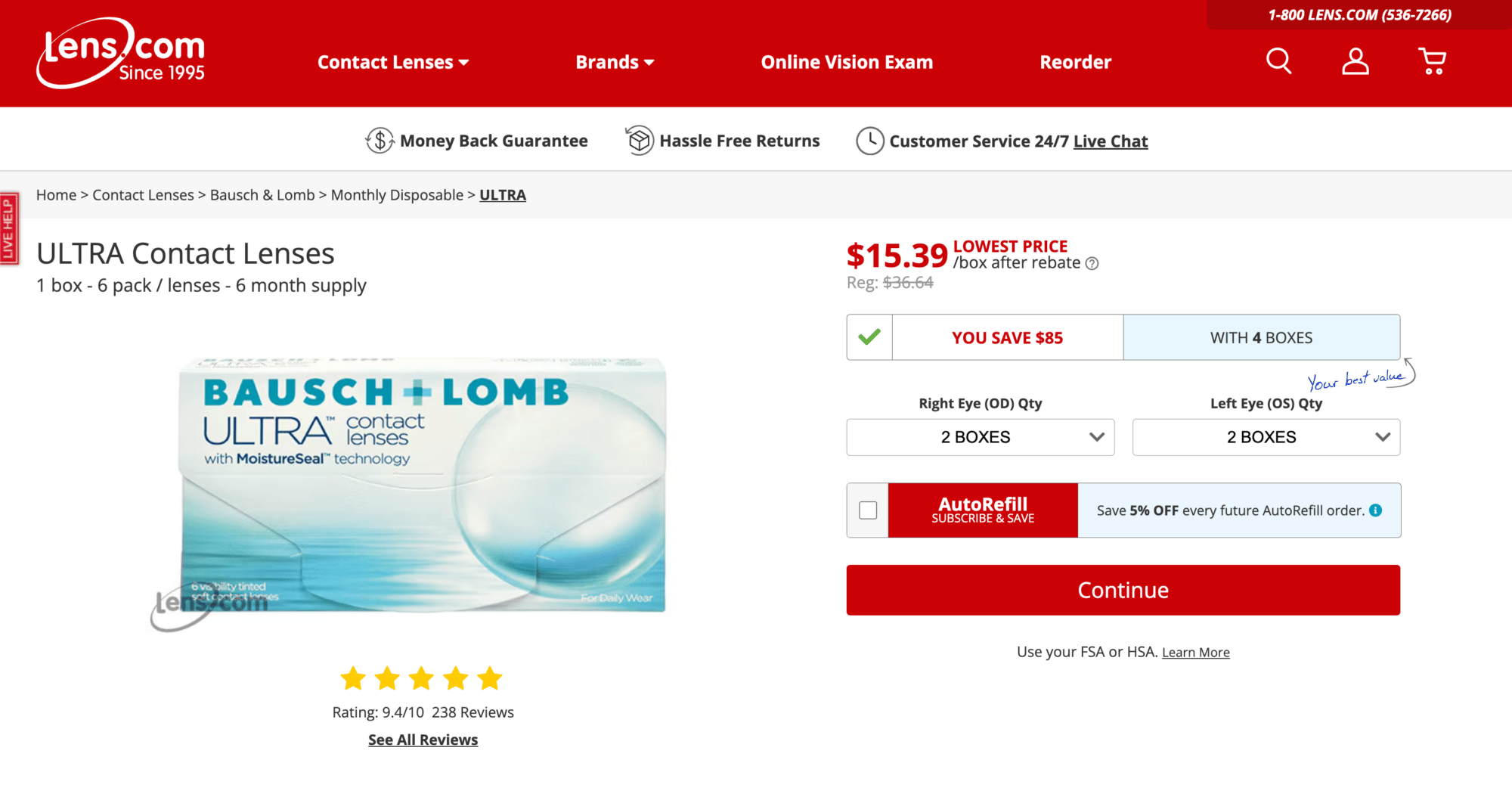 Lens.com contact lens website reviewed for hidden processing fees and deceptive pricing