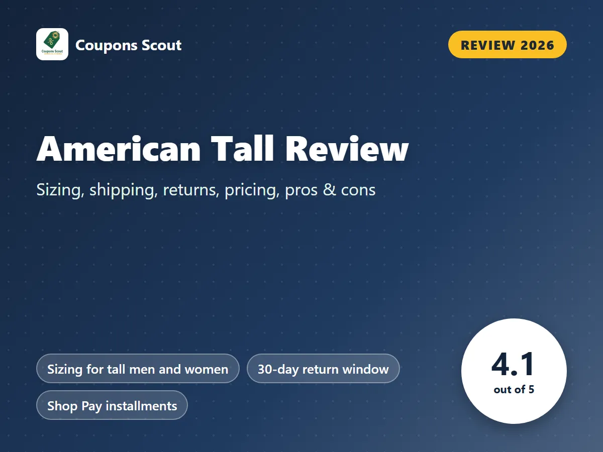 American Tall review 2026 cover with score 4.1 out of 5 by Coupons Scout