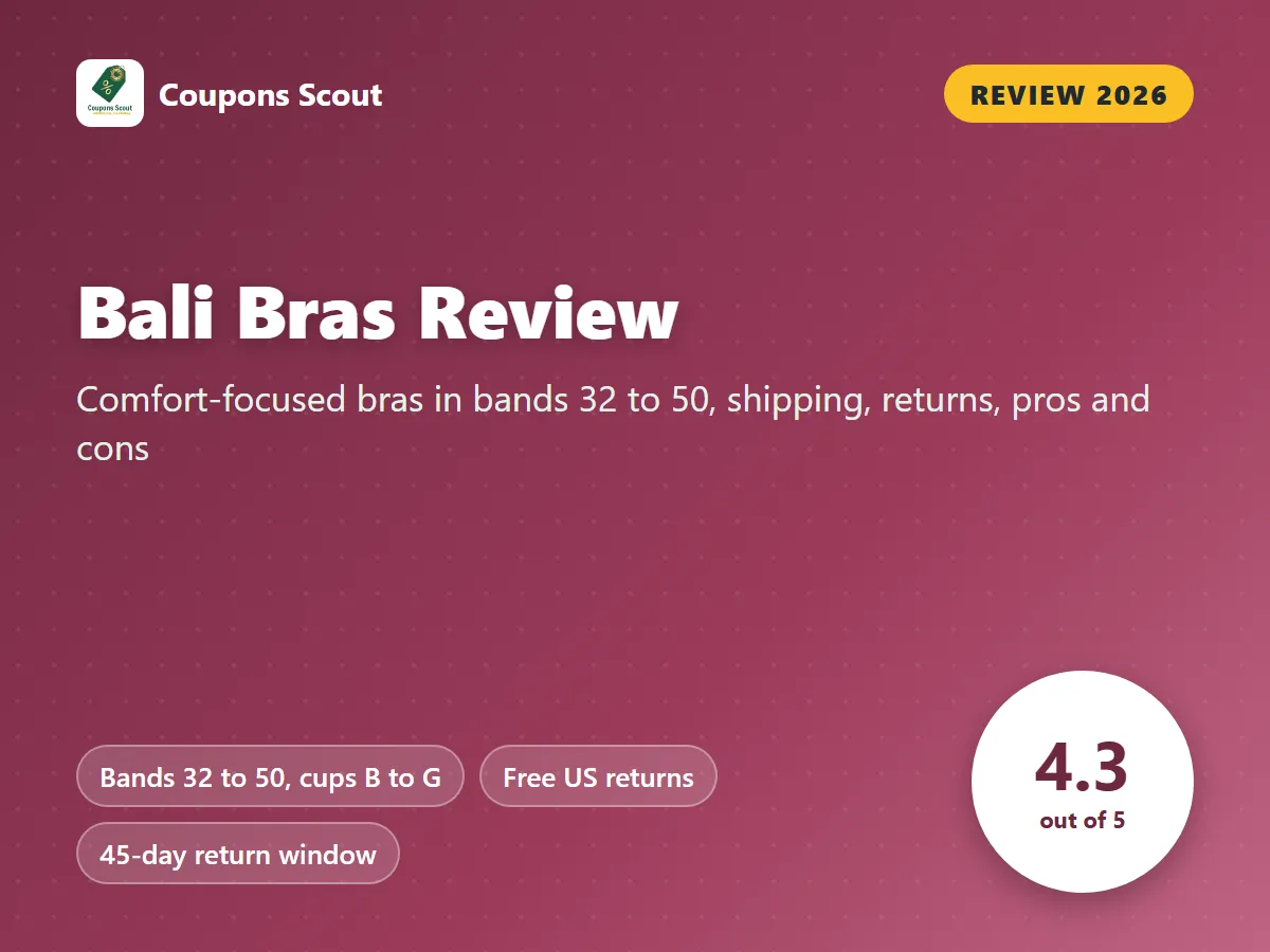 Bali Bras review 2026 cover with score 4.3 out of 5 by Coupons Scout