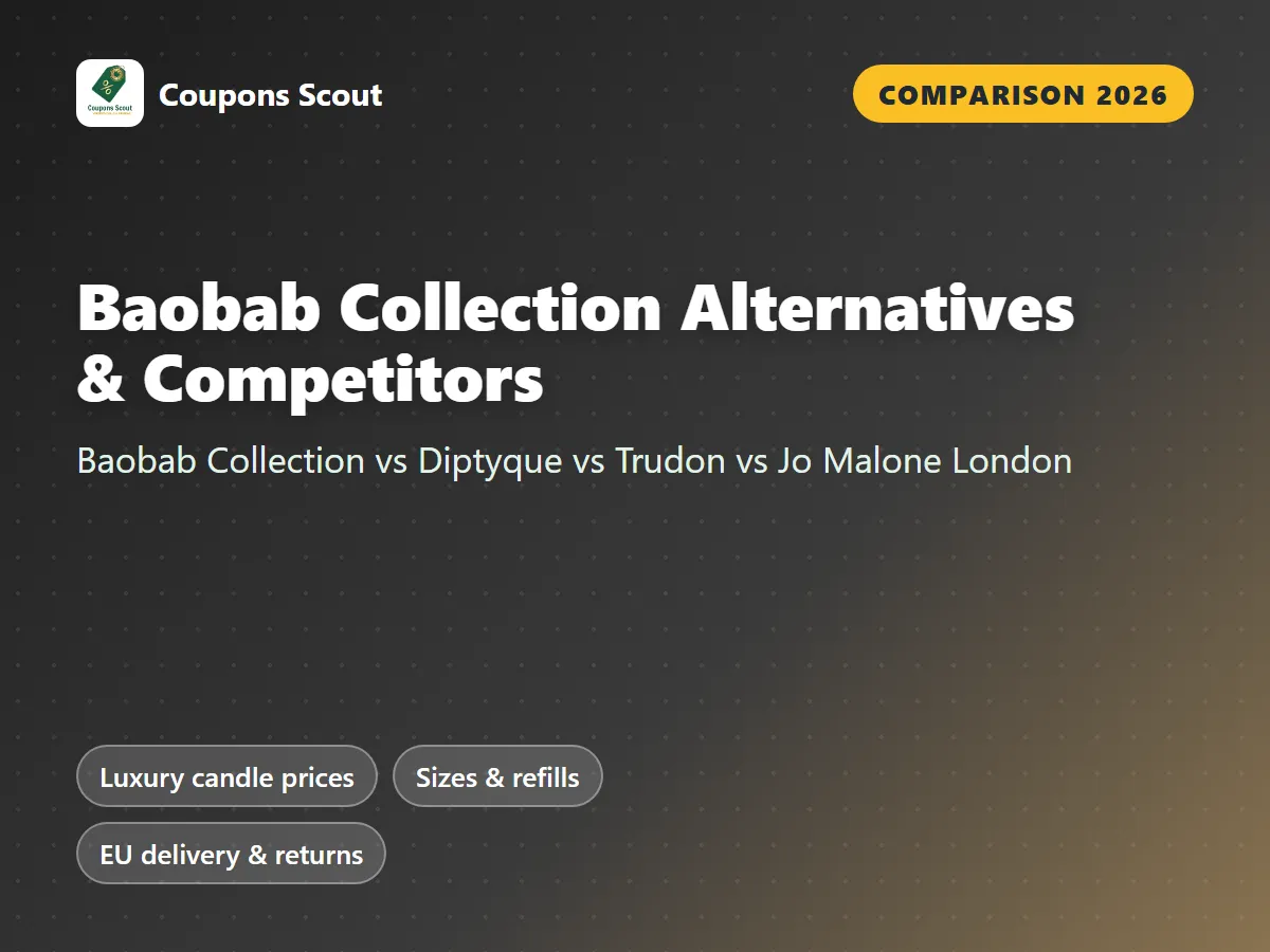 Baobab Collection vs Diptyque vs Trudon vs Jo Malone London candle comparison cover for 2026 by Coupons Scout