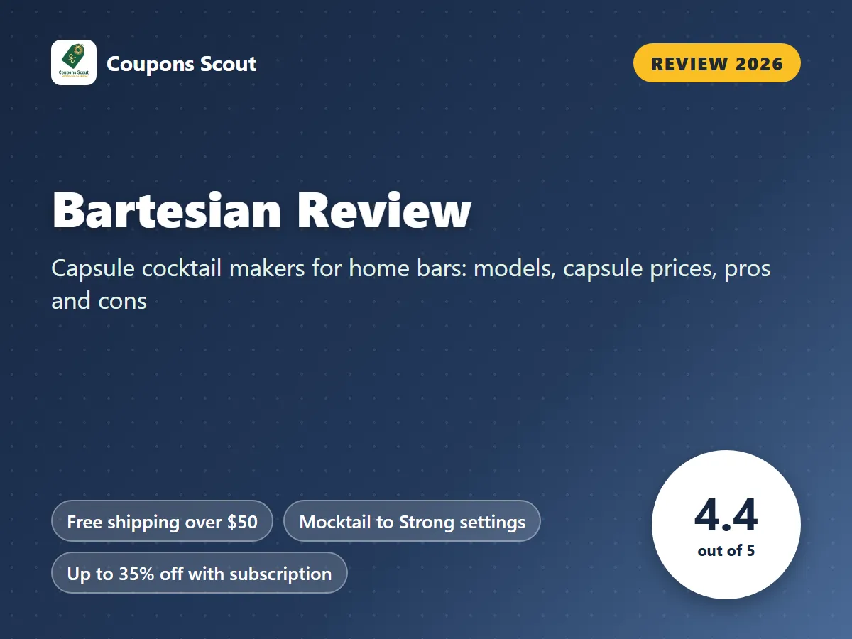 Bartesian review 2026 cover with score 4.4 out of 5 by Coupons Scout