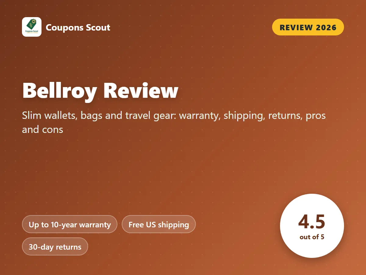 Bellroy review 2026 cover with score 4.5 out of 5 by Coupons Scout