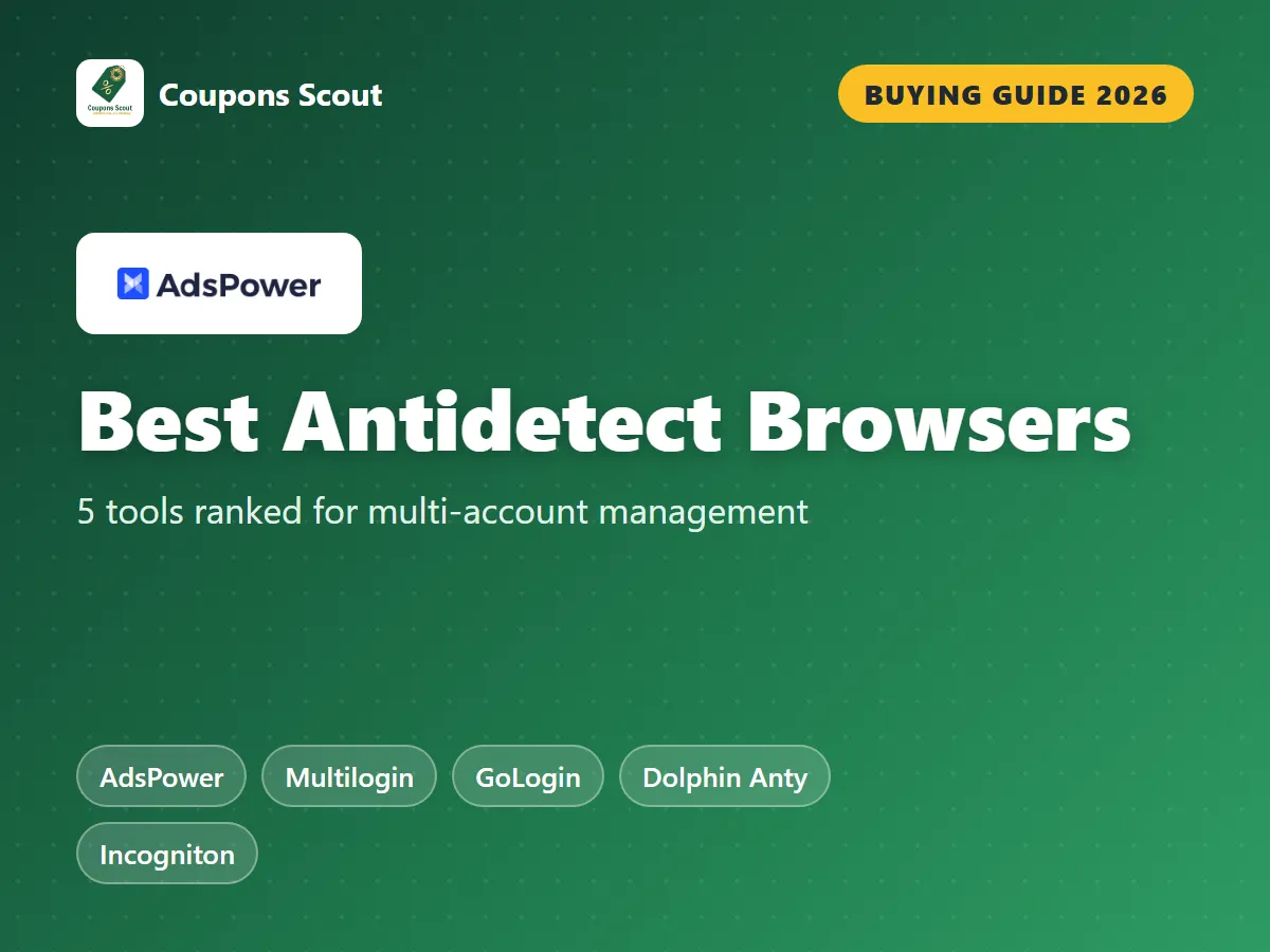 Best antidetect browsers 2026 guide cover ranking AdsPower, Multilogin, GoLogin, Dolphin Anty and Incogniton