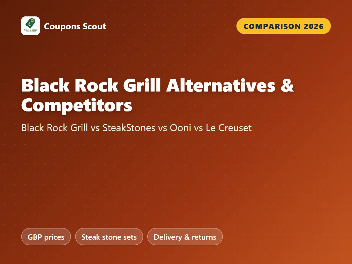 Black Rock Grill vs SteakStones vs Ooni vs Le Creuset steak stone and grill comparison cover for 2026 by Coupons Scout
