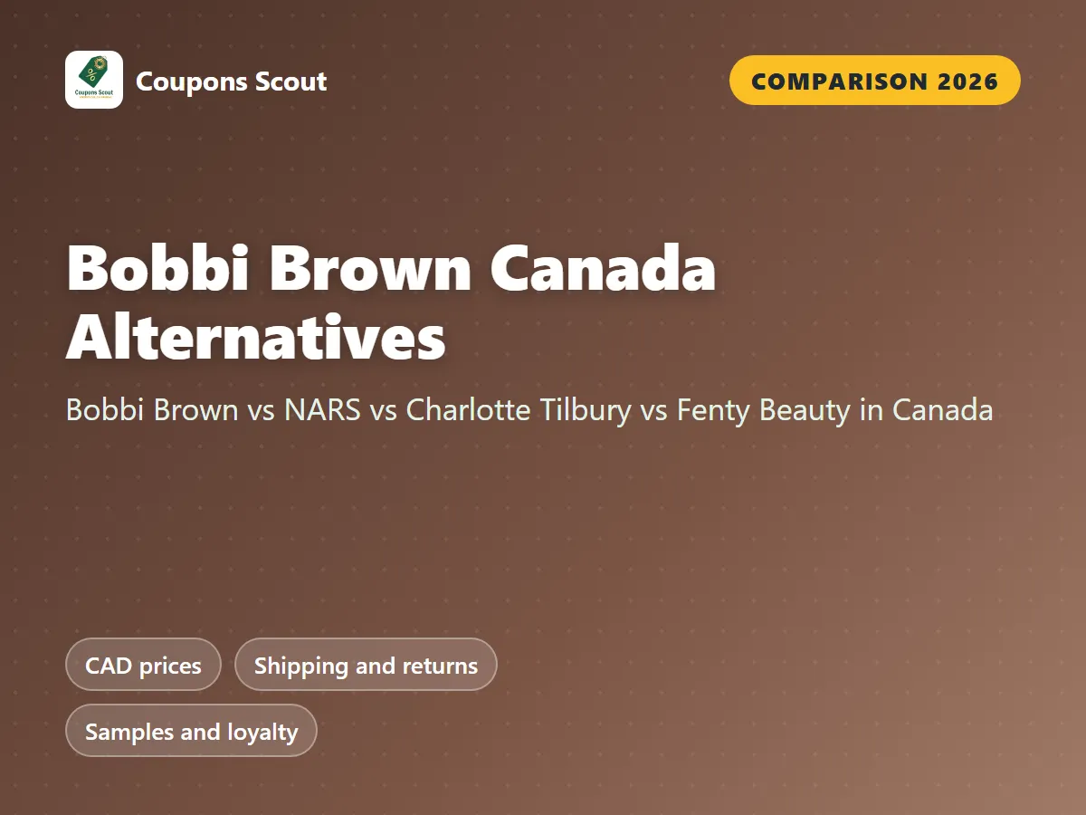 Bobbi Brown Canada vs NARS vs Charlotte Tilbury vs Fenty Beauty Canada comparison cover for 2026 by Coupons Scout