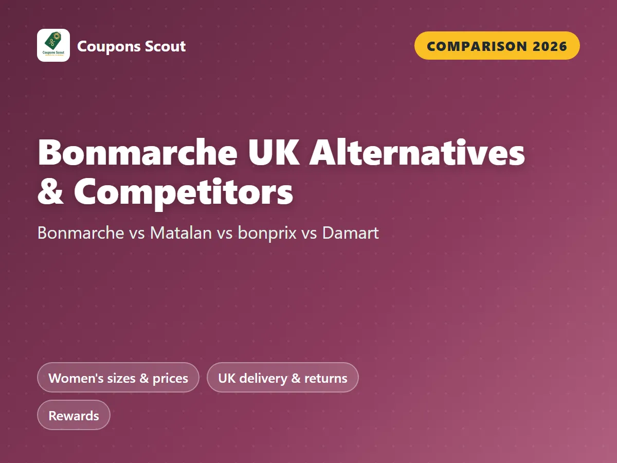 Bonmarche vs Matalan vs bonprix vs Damart comparison cover for 2026 by Coupons Scout