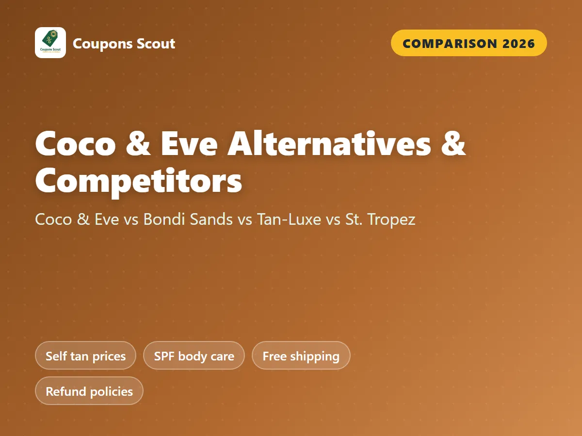 Coco & Eve vs Bondi Sands vs Tan-Luxe vs St. Tropez comparison cover for 2026 by Coupons Scout