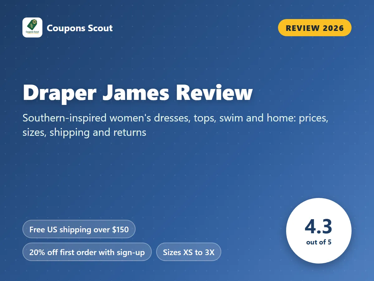 Draper James review 2026 cover with score 4.3 out of 5 by Coupons Scout