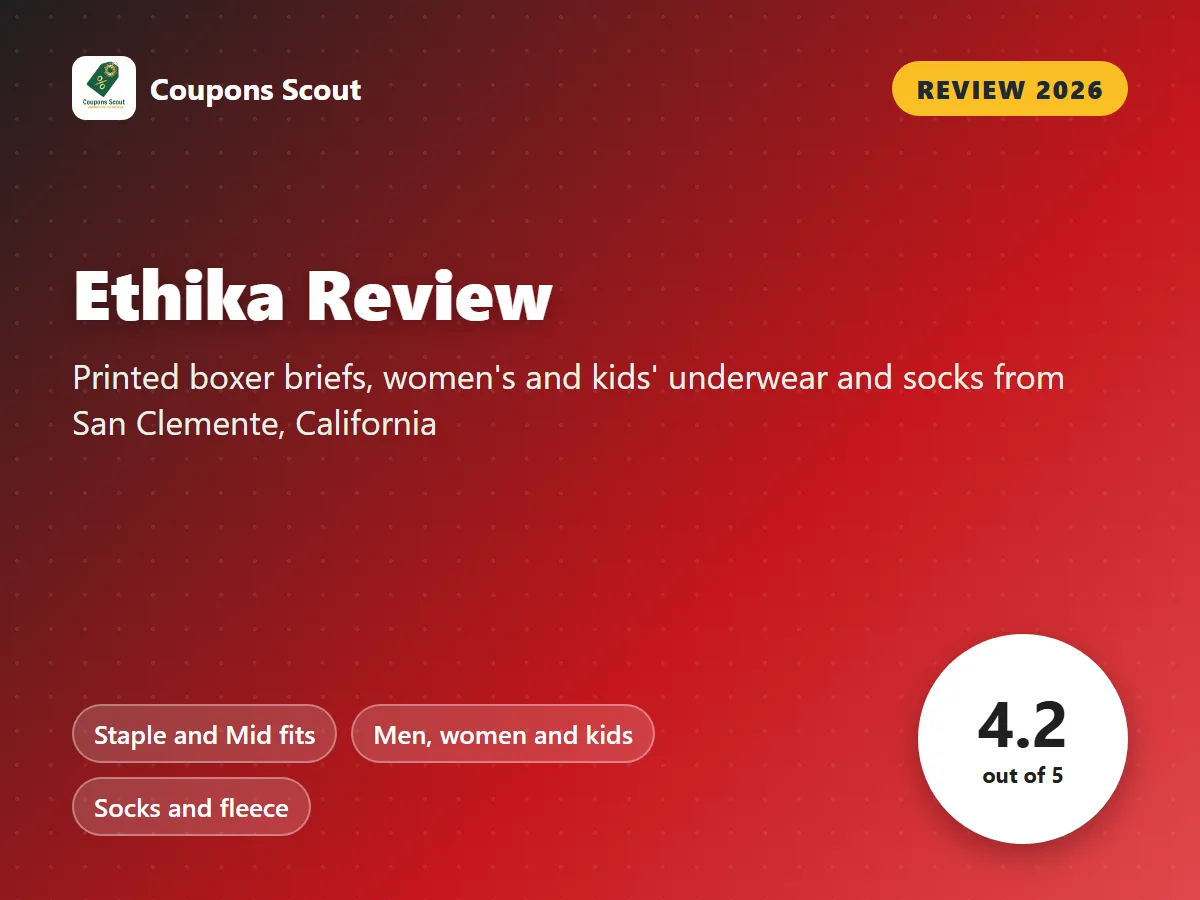 Ethika review 2026 cover with score 4.2 out of 5 by Coupons Scout