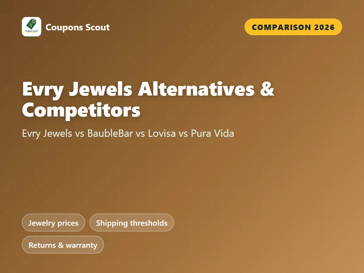 Evry Jewels vs BaubleBar vs Lovisa vs Pura Vida comparison cover for 2026 by Coupons Scout