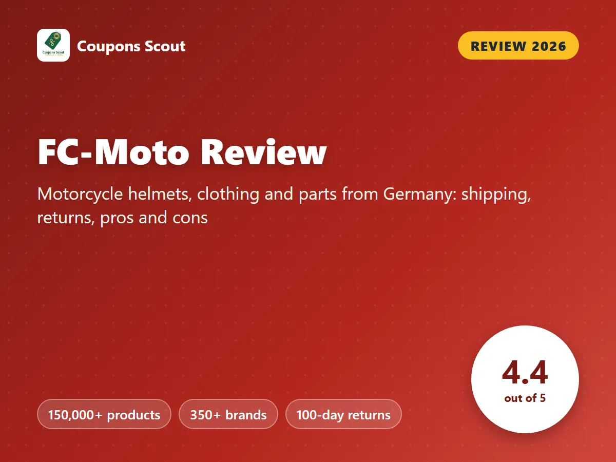 FC-Moto review 2026 cover with score 4.4 out of 5 by Coupons Scout