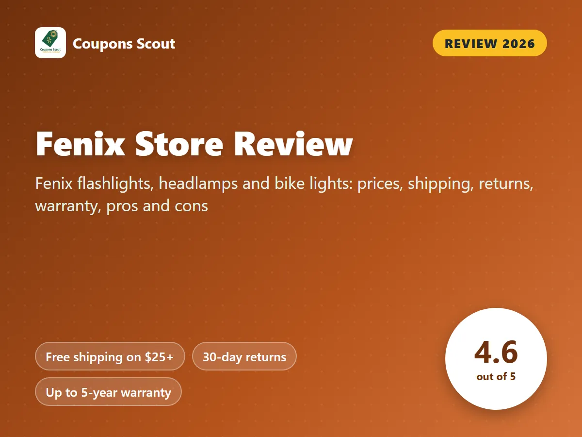 Fenix Store review 2026 cover with score 4.6 out of 5 by Coupons Scout