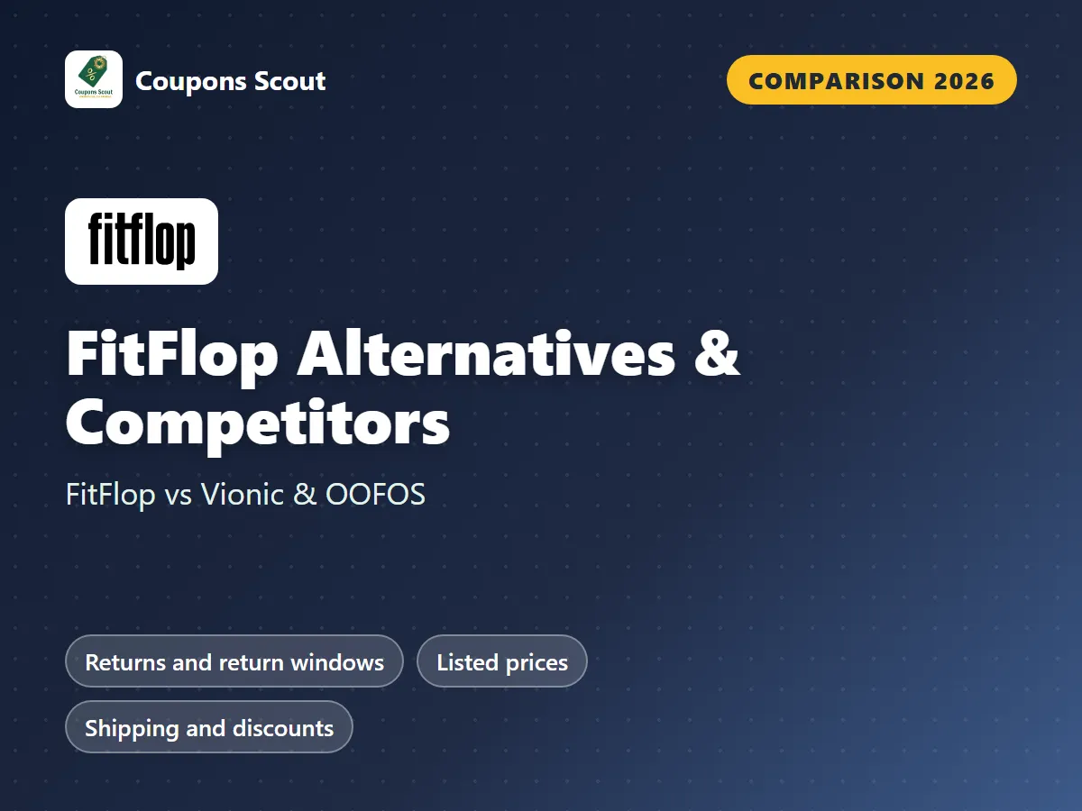 FitFlop vs Vionic vs OOFOS comparison cover for 2026 by Coupons Scout
