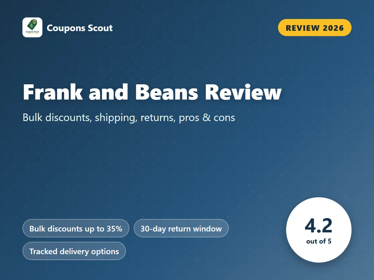 Frank and Beans review 2026 cover with score 4.2 out of 5 by Coupons Scout
