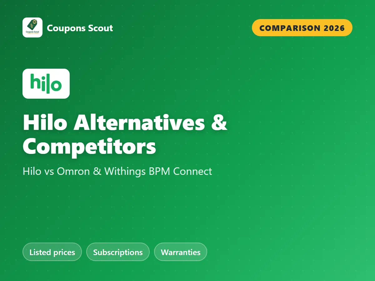 Hilo vs Omron vs Withings BPM Connect comparison cover for 2026 by Coupons Scout