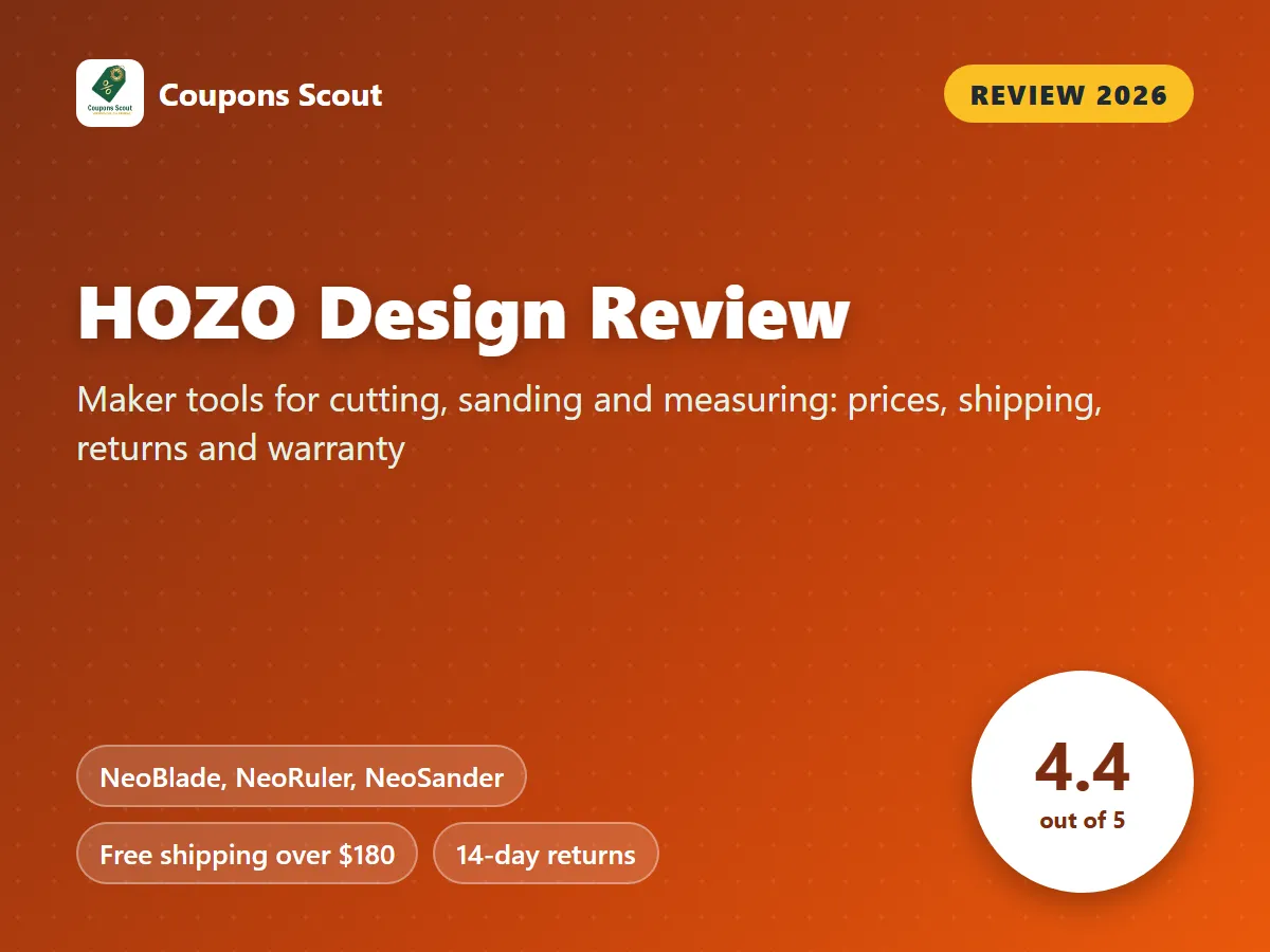 HOZO Design review 2026 cover with score 4.4 out of 5 by Coupons Scout