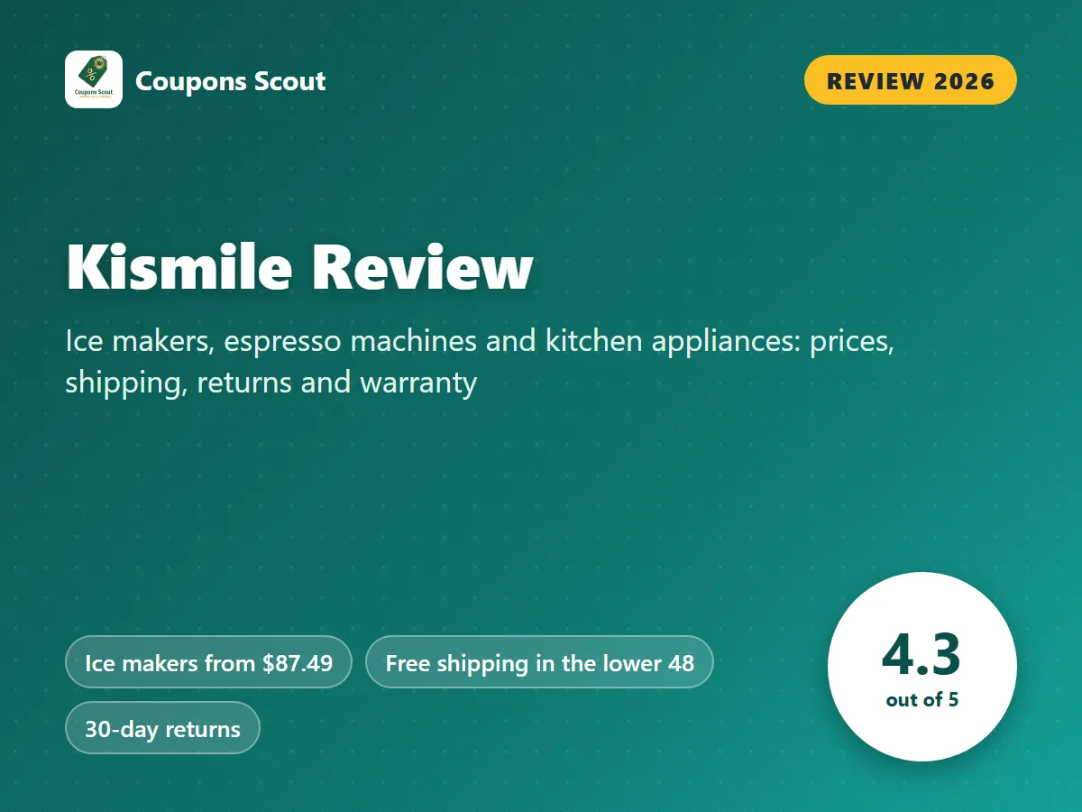 Kismile review 2026 cover with score 4.3 out of 5 by Coupons Scout