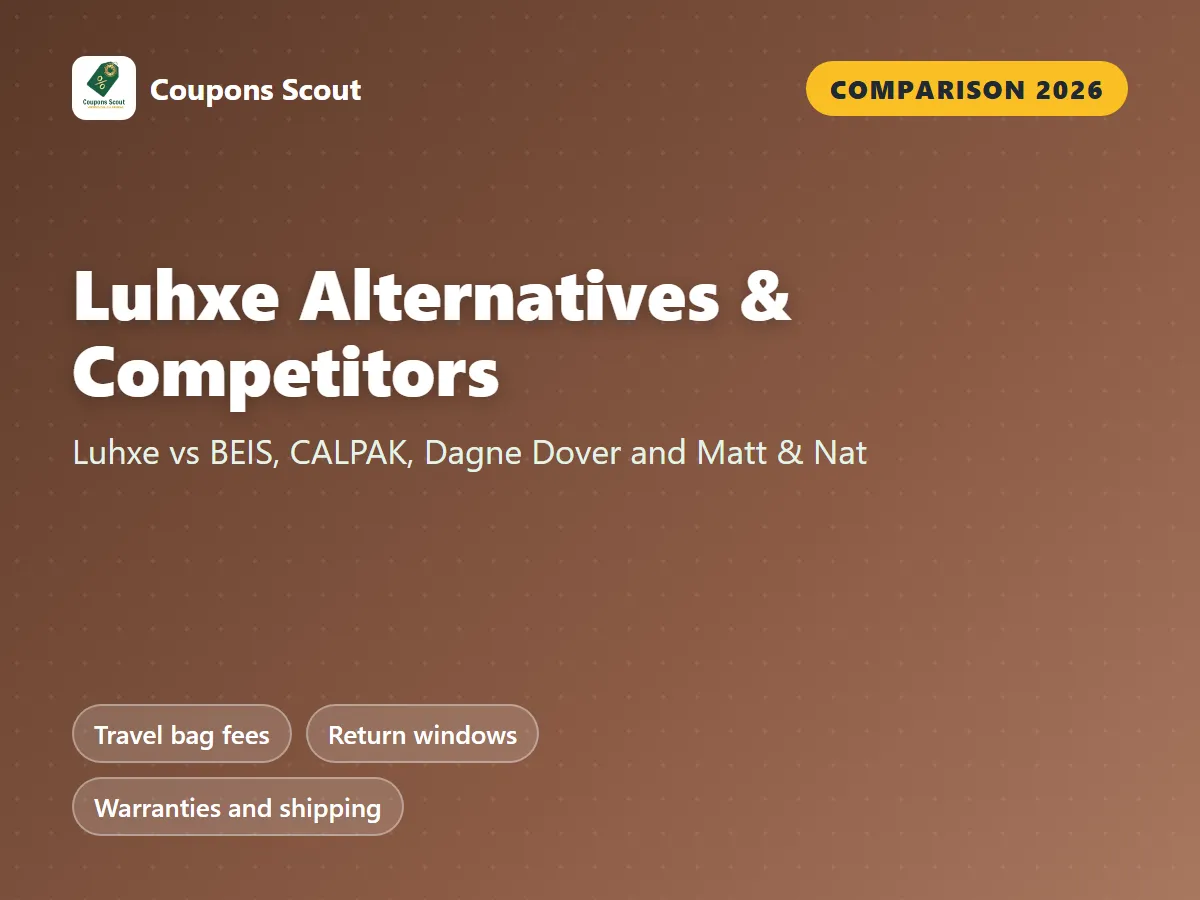 Luhxe vs BEIS, CALPAK, Dagne Dover and Matt & Nat comparison cover for 2026 by Coupons Scout