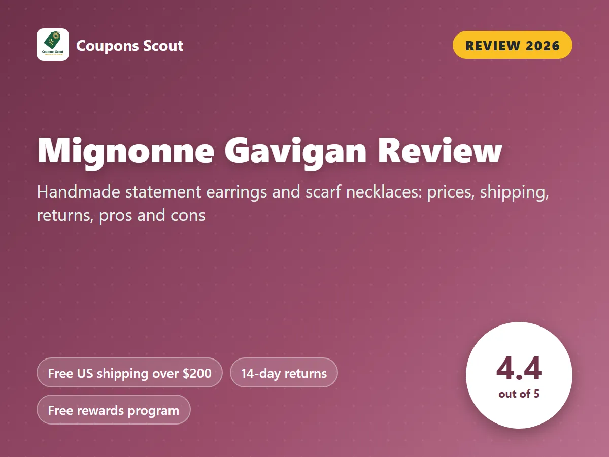 Mignonne Gavigan review 2026 cover with score 4.4 out of 5 by Coupons Scout