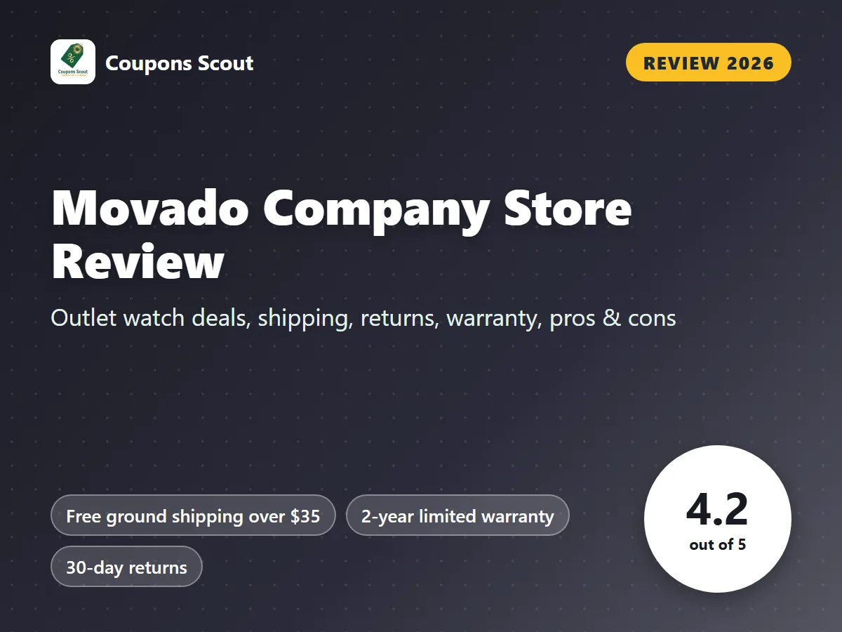 Movado Company Store review 2026 cover with score 4.2 out of 5 by Coupons Scout