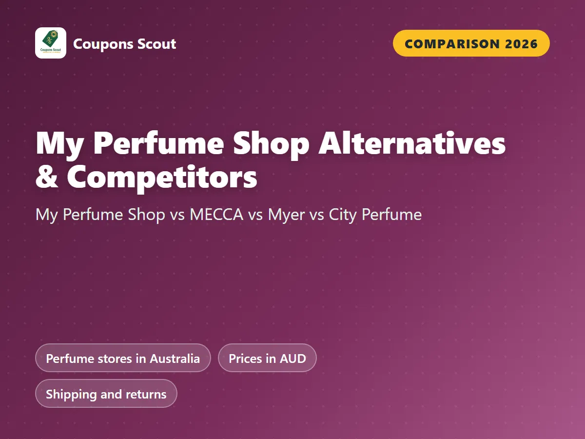 My Perfume Shop vs MECCA vs Myer vs City Perfume comparison cover for 2026 by Coupons Scout