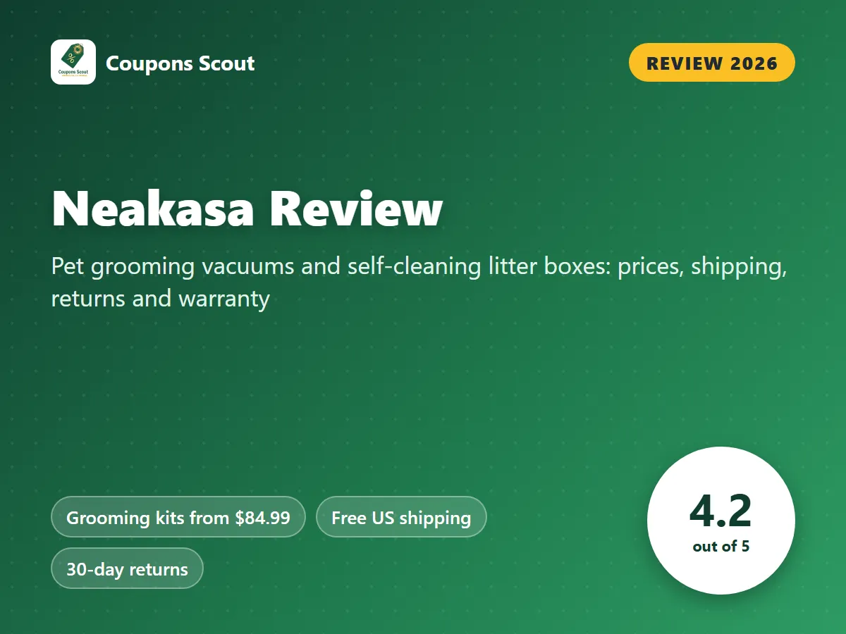 Neakasa review 2026 cover with score 4.2 out of 5 by Coupons Scout