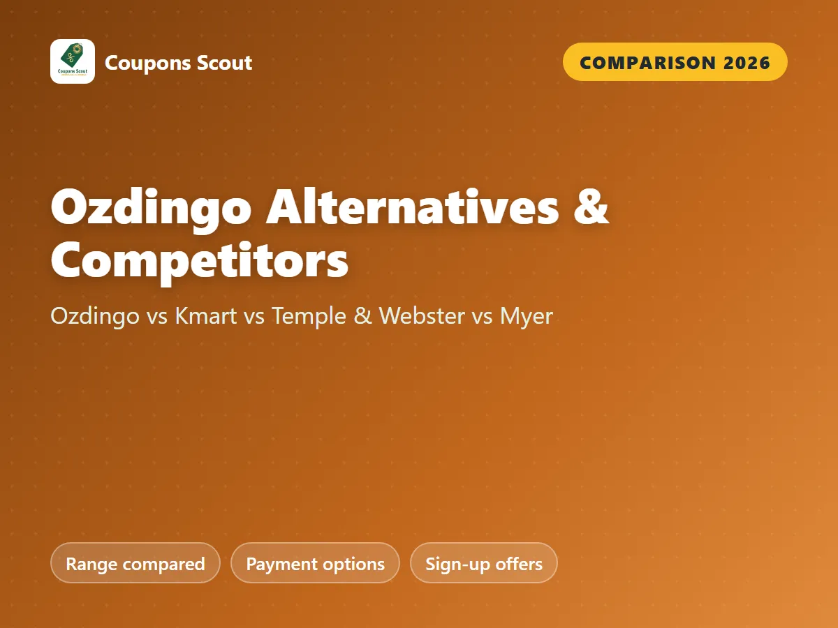 Ozdingo vs Kmart vs Temple & Webster vs Myer comparison cover for 2026 by Coupons Scout