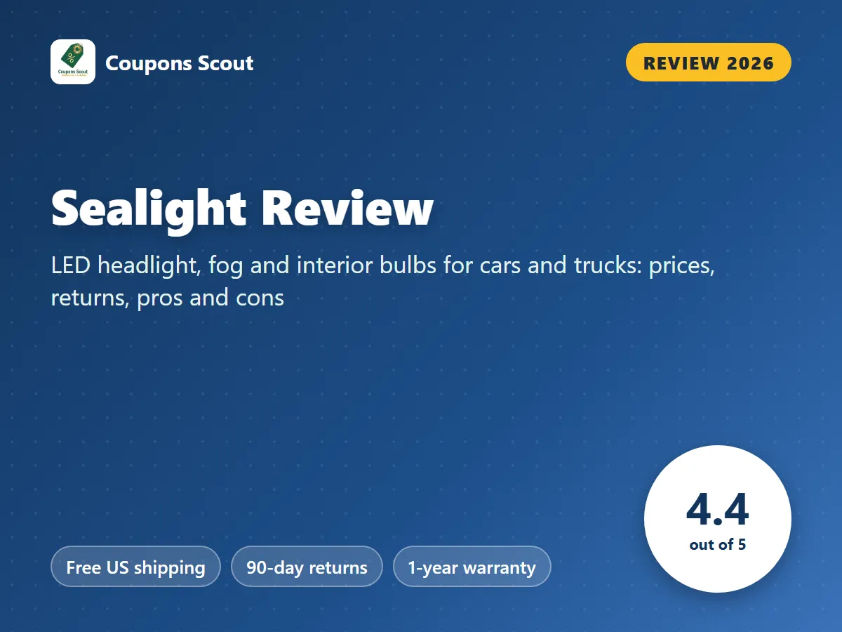 Sealight review 2026 cover with score 4.4 out of 5 by Coupons Scout