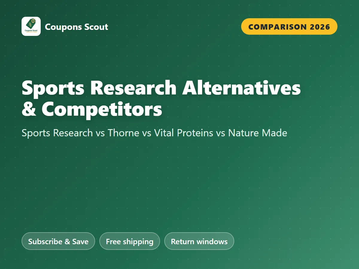 Sports Research vs Thorne vs Vital Proteins vs Nature Made comparison cover for 2026 by Coupons Scout