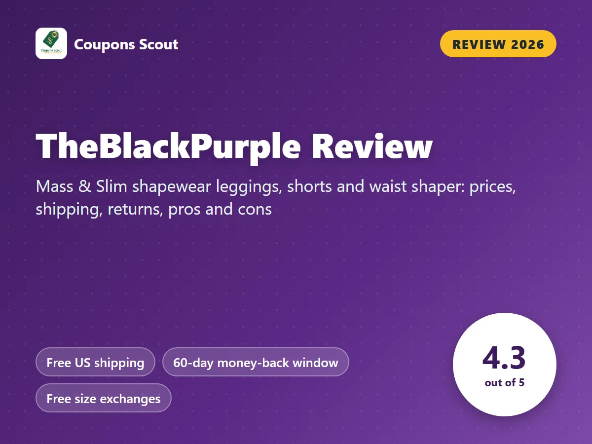 TheBlackPurple review 2026 cover with score 4.3 out of 5 by Coupons Scout