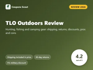 TLO Outdoors review 2026 cover with score 4.2 out of 5 by Coupons Scout
