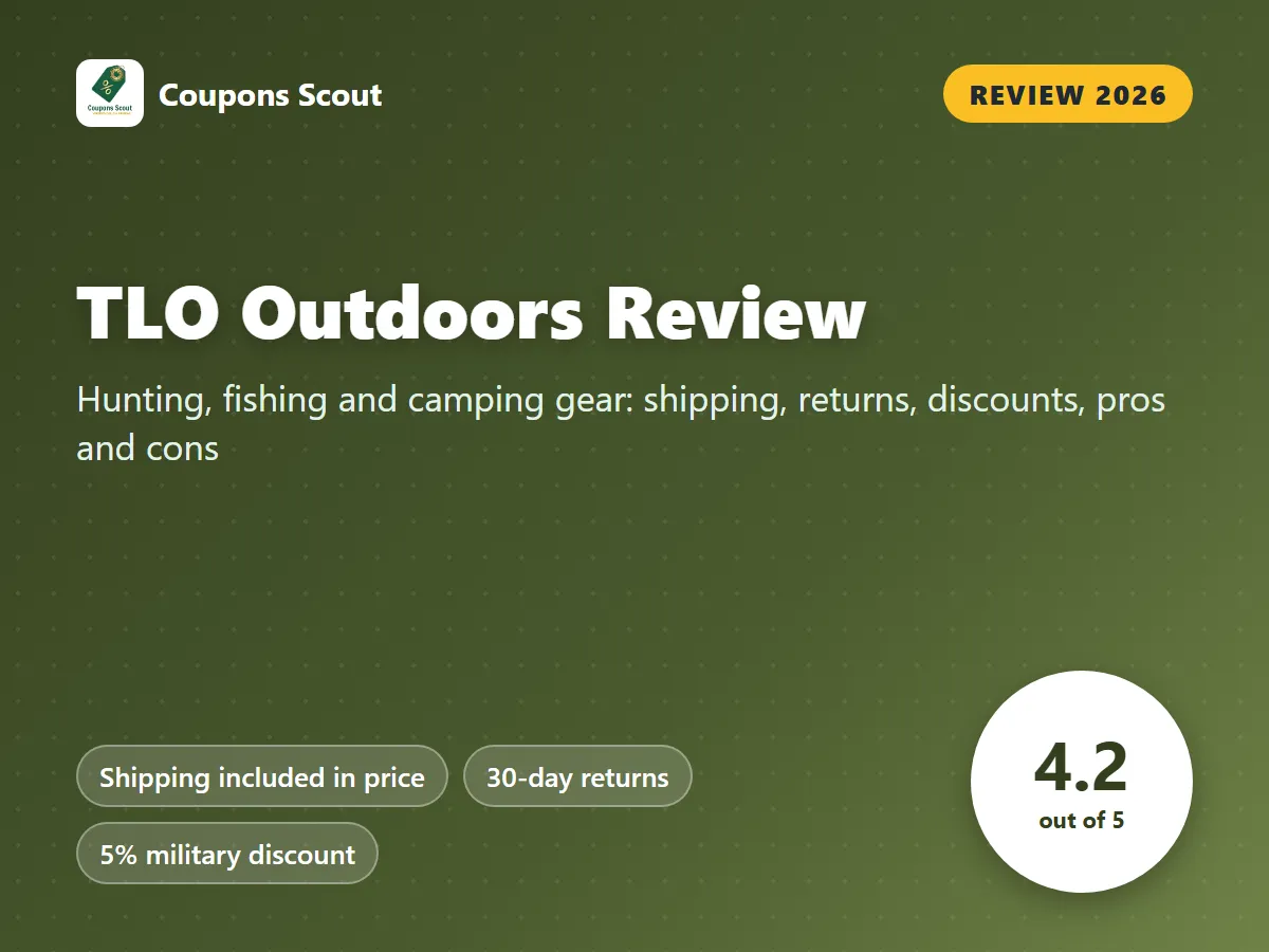 TLO Outdoors review 2026 cover with score 4.2 out of 5 by Coupons Scout