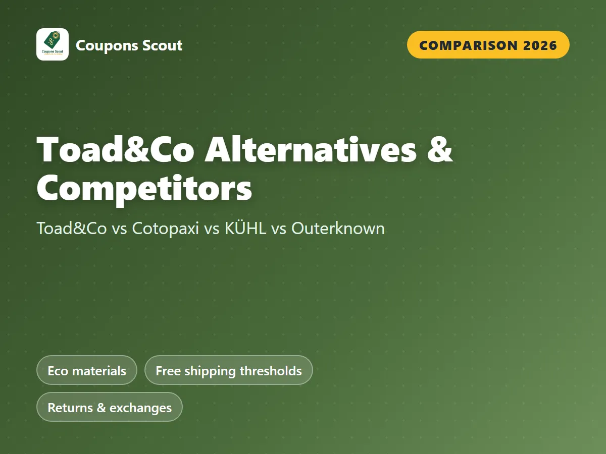Toad&Co vs Cotopaxi vs KÜHL vs Outerknown clothing comparison cover for 2026 by Coupons Scout