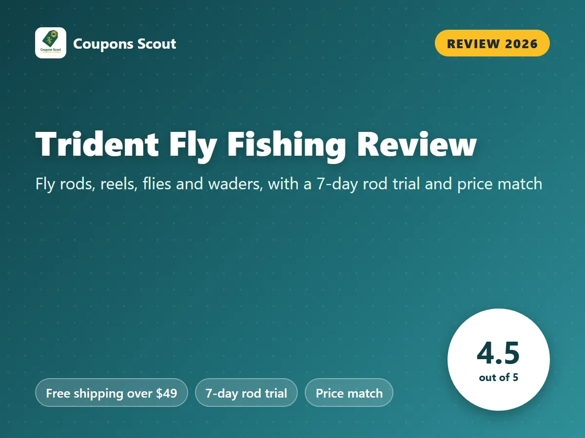 Trident Fly Fishing review 2026 cover with score 4.5 out of 5 by Coupons Scout